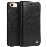 Qialino iPhone 7/8/SE (2020)/SE (2022) Classic Läder Plånboksfodral - Svart