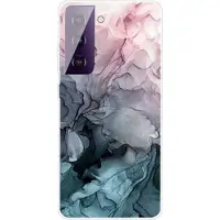 Mtp Products Marble Pattern Elektropläterat IMD Samsung Galaxy S21 FE 5G TPU Cover - Grå / Rosa