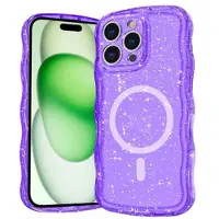 Mtp Products iPhone 16 Pro Wave-Edge Laser Glitter MagSafe-Skal - genomskinlig lila