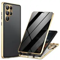 Mtp Products Samsung Galaxy S24 Ultra Magnetiskt Skal med Härdat Glas - Privacy - Guld