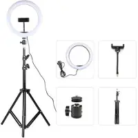Mtp Products 10 USB-drivet ringljus med 160cm teleskopiskt stativ för videoinspelning i direktsändning