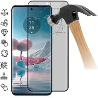 Mtp Products Motorola Edge 40 Neo Privacy Heltäckande Härdat Glas Skärmskydd - 9H - Svart Kant