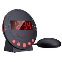 Mtp Products TS-BC600 Högt vibrerande väckarklocka med 12/24H-display för döva och seniorer - Svart