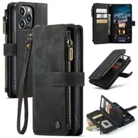 CASEME C30 Multifunktionell iPhone 14 Pro Max Plånboksfodral - Svart