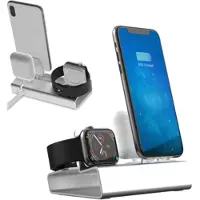 Mtp Products 3-in-1 Aluminiumlegering Laddningsstation - iPhone, Apple Watch, AirPods - Silver
