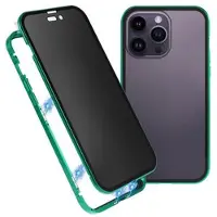 Mtp Products iPhone 16 Pro Max Magnetiskt Skal med Härdat Glas - Privacy - Grön