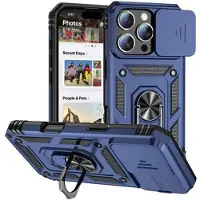 Mtp Products iPhone 16 Pro Max Hybrid Skal med Roterande Ring med Kameraskydd - Blå