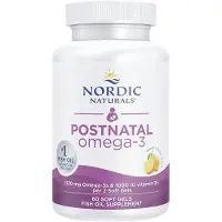 Nordic Naturals , Postnatal Omega-3, Citron, 1 120 mg, 60 Myggläder (560 mg per Mygg)