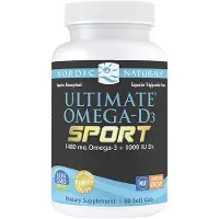 Nordic Naturals Ultimate Omega-D3 Sport Lemon - 60 mjuka geler - 1480 mg Omega-3 + 1000 IE Vitamin D3 - NSF-certifierad - Stdjer muskelbensfokus