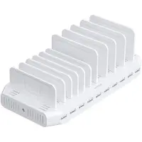 UNITEK - Laddningsstation - 60 Watt - 2.4 A - USB BC 1.2 - 10 utdatakontakter (USB) - molnvit
