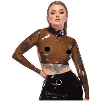 Late X Latexgenomskinlig topp (genomskinlig svart) - M