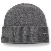 BOSS Knitted cashmere beanie with metal logo plaque