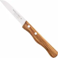 Knivesandtools Traditional Serrated Paring Knife, stainless steel, olive wood, serrated utility knife