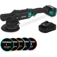 Vonroc PRO Dual Action Polermaskin 20V – Ø150 mm | Inkl. 4.0Ah batteri, snabbladdare och 5 polerrondeller
