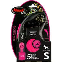 Flexi Nytt NEON-band S, 5M, 15KG, svart/neonrosa
