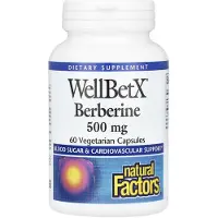 Natural Factors , WellBetX Berberin, 500 mg, 60 Vegetariska kapslar