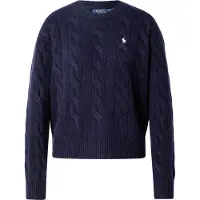 Ralph Lauren för kvinnor. 211A91216003 Marinblå tröja i ull och kashmir (S), Casual, Lång ärm, Marino