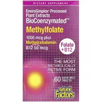 Natural Factors Biocoenzymated, Metylfolat, 1 000 mcg, 60 snabbsmältande tabletter