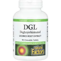 Natural Factors Dgl, Lakritsrotextrakt utan glycyrrhizin, Tuggtabletter 90