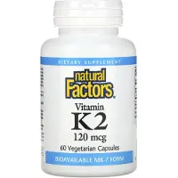 Natural Factors , Vitamin K2, 120 mcg, 60 Vegetariska kapslar