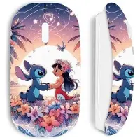 MANIACASE Souris - - Stitch Ohana - Blanc - Sans Fil - Design Ergonomique Confortable