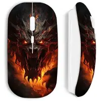 MANIACASE Souris - Maniacase - Dragon Noir Du Feu - Sans Fil - Optique - Clé USB Wifi