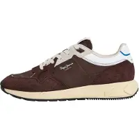 Pepe Jeans för män. PMS600001 Marlon Vibe bruna träningsskor i läder (41), Hud, Karta, Nyckelband, Casual