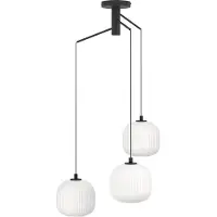 Eglo MANTUNALLE 3L klusterhänglampa i enkel svart design med vita glasskärmar