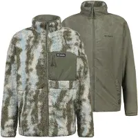Columbia - Varumärken - Winter Pass Reversible Fleece Stone Green Tracks för Unisex - Storlek XL - Khaki