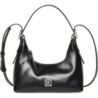 Calvin Klein Monogram Logo Emblem Leather Small Shoulder Bag