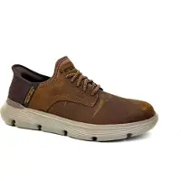 SKECHERS för män. 205046 Garza Gervin Bruna sneakers i läder (43), Hud, Karta, Nyckelband, Casual