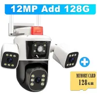 LS VISION 6K 12MP WiFi IP-kamera utomhus tre lins panoramavy PTZ IP-kamera AI-spårning Säkerhetsskydd CCTV Videoövervakning AU Plug