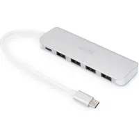 Digitus DA-70242-1 USB-hubb 4+1 Port USB-A USB 3.0 5 GBit/s med snabb-laddning, med USB-C-kontakt, Aluminiumhölje Silver DA-70242-1