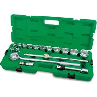 Toptul Hylsnyckelsats 3/4 tum 12-kant 17Stk 19 - 27 30 32 36 38 41 46 50 mm
