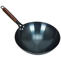 Cosy Homes Wok Stekpanna Järn Traditionell Kinesisk Rund Botten Obehandlad Enkelt Handtag Nonstick Wok för Hemmet 36cm