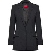 HUGO Longline regular-fit blazer in pinstripe flannel