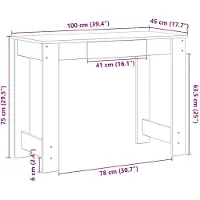 vidaXL Skrivbord sonoma-ek 100x45x75 cm konstruerat trä