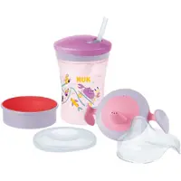 Nuk tränings-/drickset med tre dryckesspetsar lila/rosa