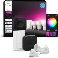 Philips Hue White and Color Ambiance startpaket - 3 x GU10-lampor (400 lm) + dimmer + Bridge Pro