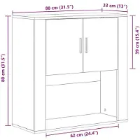 vidaXL Väggskåp med hylla Gammalt trä 80 x 33 x 80 cm Konstruerat trä