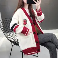 WTEMPO Stickad cardigantröja för kvinnor Lös vår- och höststil Lazy Wind Sweater Coat S vit