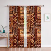 Yiran Furniture 3D Bohämisk Stil Färgglada Mönster Gardiner 2 Paneler Marockansk Stil Hem Vardagsrum Sovrum Balkong Dekorativa Gardiner W50X130H(CM)X2PCS&Rod pocket