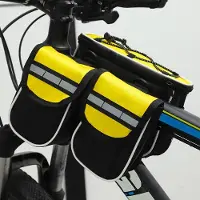 Super Select Vattentät 4-i-1 mountainbikeväska: Topprör, främre balk, sadel, rör - cykelutrustning 4-in-1 gul