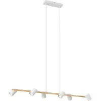 QAZQA Modern pendellampa trätryck med vit 6-ljus - Jeana Straight