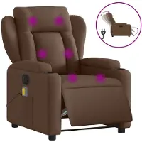 vidaXL Elektrisk massagefåtölj brun tyg