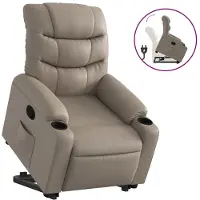 vidaXL Reclinerfåtölj med uppresningshjälp cappuccino konstläder