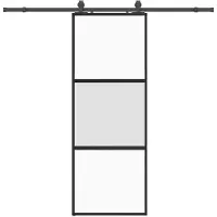 vidaXL Skjutdörr med beslag svart 76x205 cm härdat glas