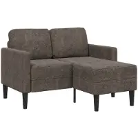 vidaXL 2-sitssoffa med schäslong L-formad mörkgrå 125 cm konstläder