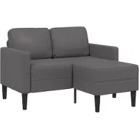 vidaXL 2-sitssoffa med schäslong L-formad grå 125 cm konstläder