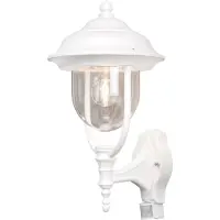 Konstsmide Utomhus vägglampa med rörelsesensor PARMA, Vitt / opal, Aluminium / grå / zink, Lantlig / rustik